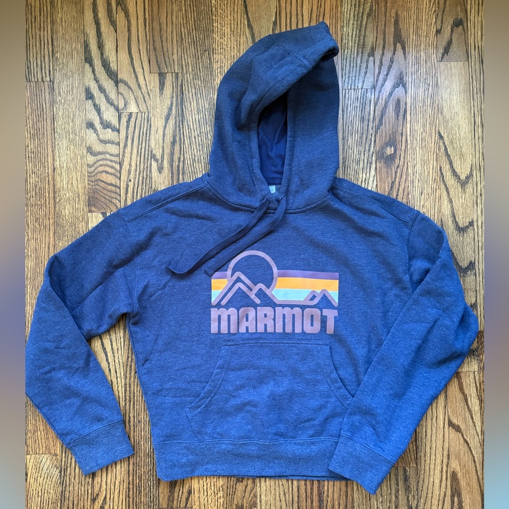 Marmot Navy Blue Knit Crop Hoodie
